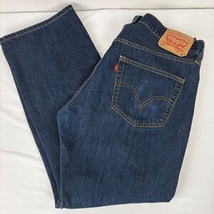 Levi's 501 Original Fit Dark Wash‎ Button Fly Jeans Mens 36x30 (35x28)